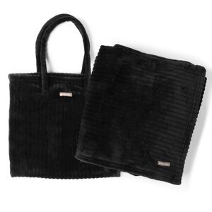 Hello Mello Black Plush Throw Blanket for travel car or office